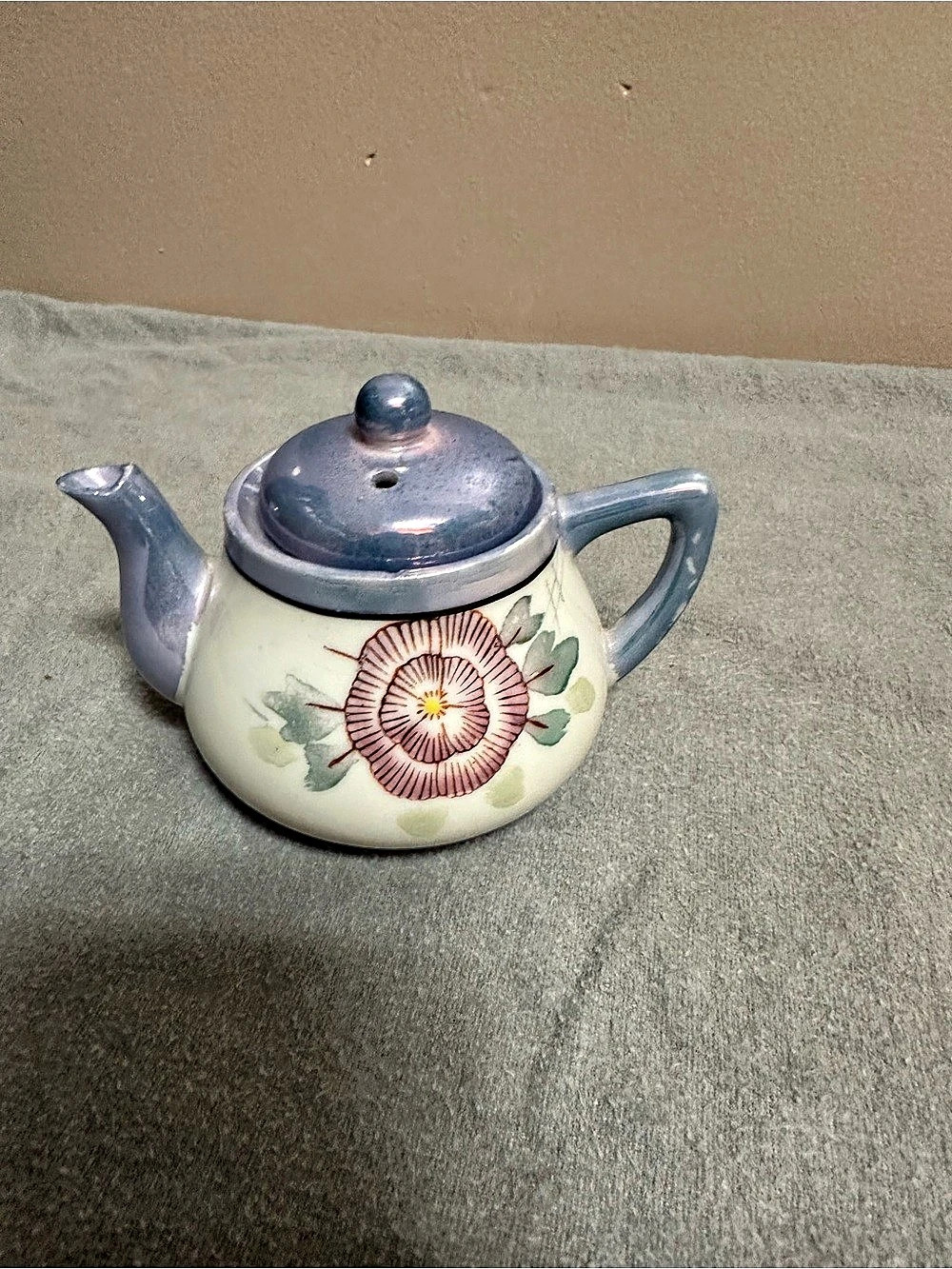 Floral Ceramic Teapot in White & Blue
